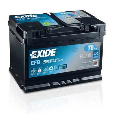 Exide EL700 EFB Start-Stop akkumulátor, 12V 70Ah 760A, J+ EU magas